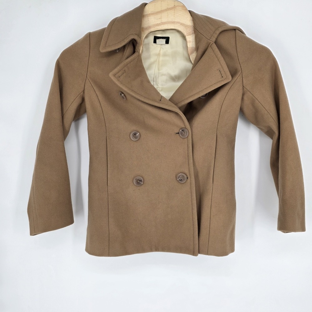 J CREW Peacoat Wool Blend Melton Double Breasted Coat Insulated Y2K 2004 Vintage
